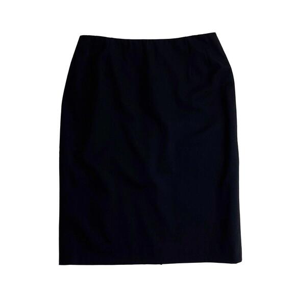 Paul Stuart Dresses & Skirts - Paul Stuart Women’s Size 44 Italy Solid Black Virgin Wool Lined Vtg Pencil Skirt